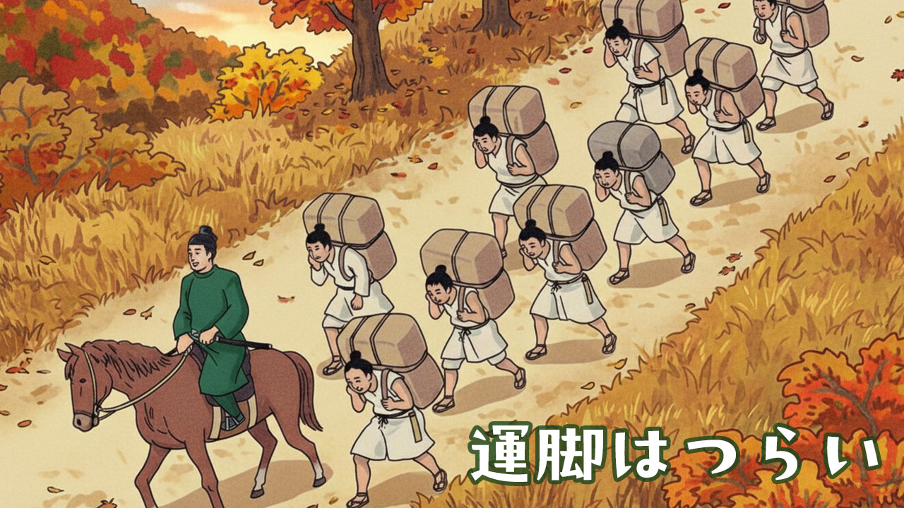 調や庸を納めるために都まで歩く運脚（奈良・平安時代）
