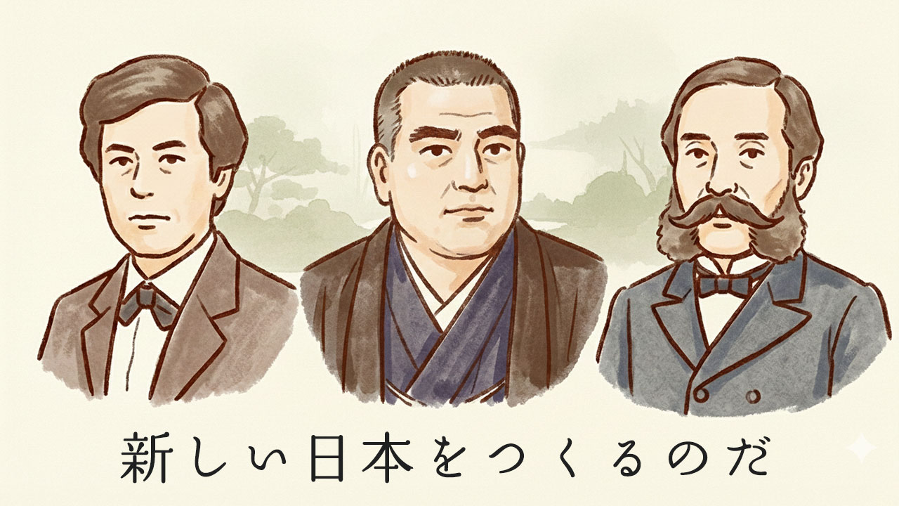 維新の三傑といわれる木戸孝允、西郷隆盛、大久保利通